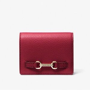 MICHAEL KORS Carson Small Pebbled Leather Wallet in Cherry